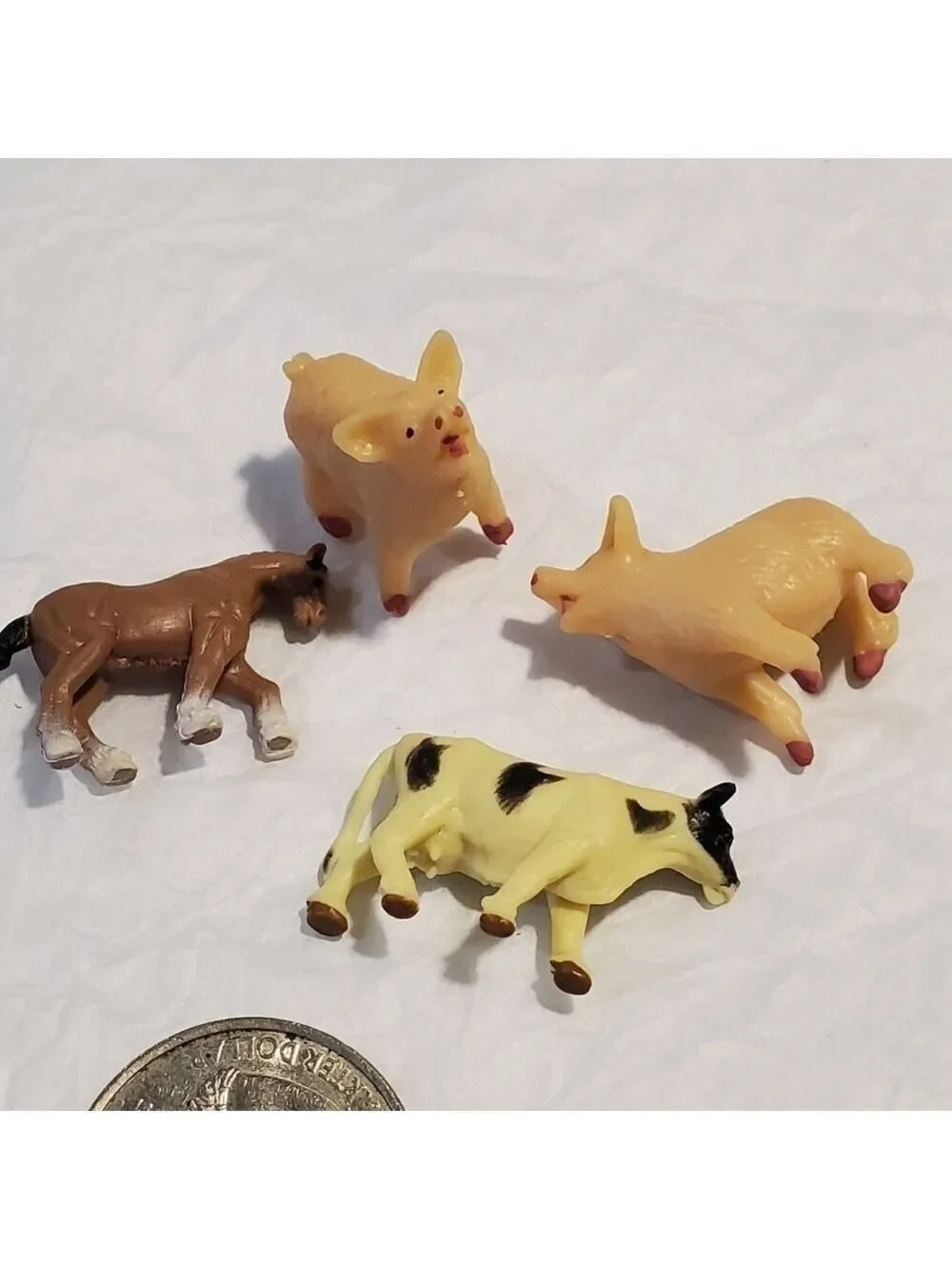 Miniature squishy farm animals lot of 4 cow horse pig replacements
